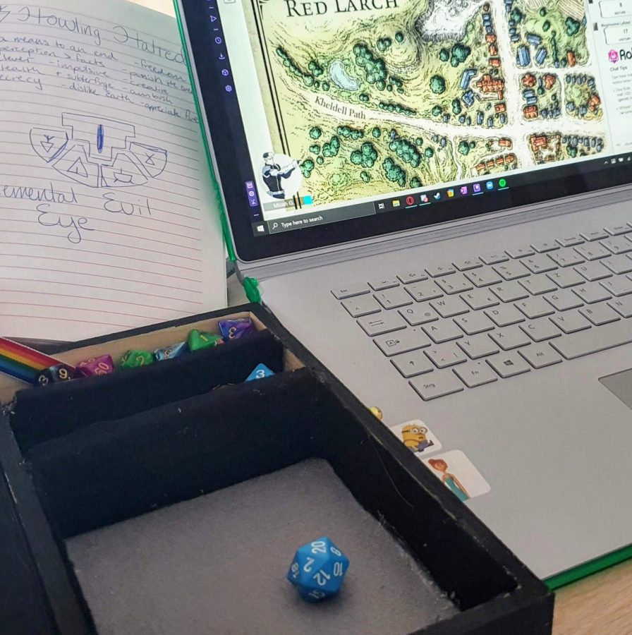 A night of Dungeons and Dragons includes rolling dice, checking maps, and taking notes.